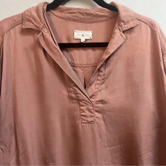 Lou & Grey tencel tunic blush pink long sleeve oversize blouse Sz XS - Picture 3 of 10